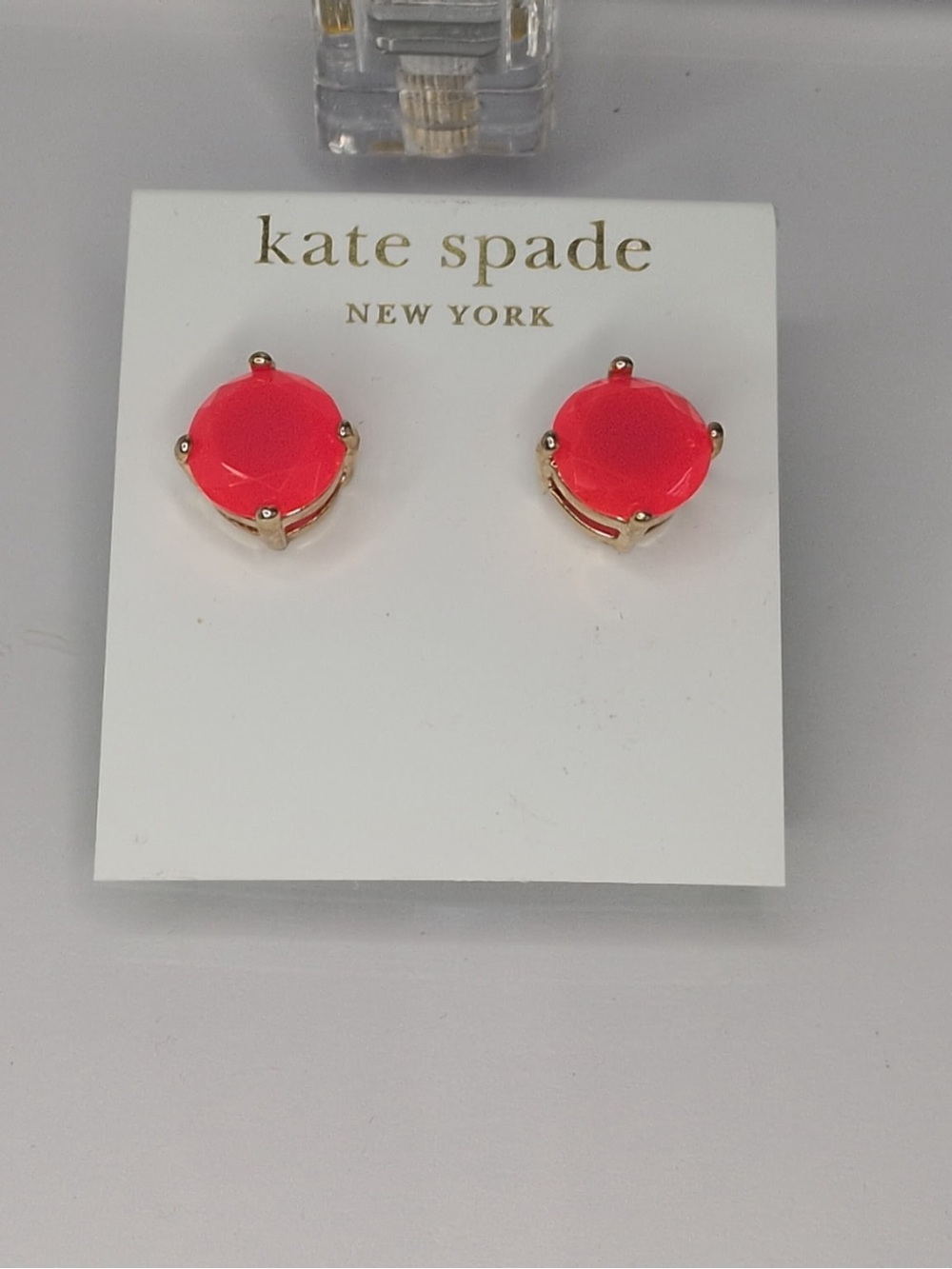 kate spade Neon Coral Round Stud Earrings with Gold-Tone Prongs